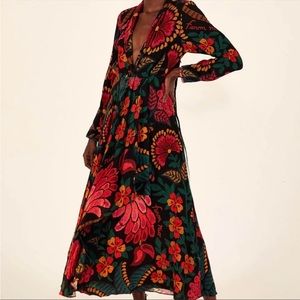 Farm Rio floral long sleeve maxi dress